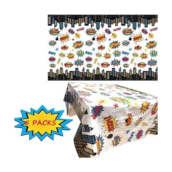 Paquete de 5 manteles de plástico para mesa de superhéroe_2
