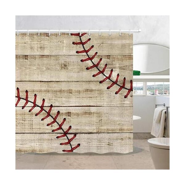 Cortina de ducha deportiva de béisbol para baño con_2