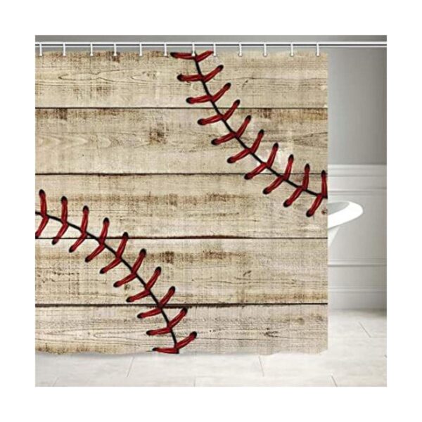 Cortina de ducha deportiva de béisbol para baño con_1