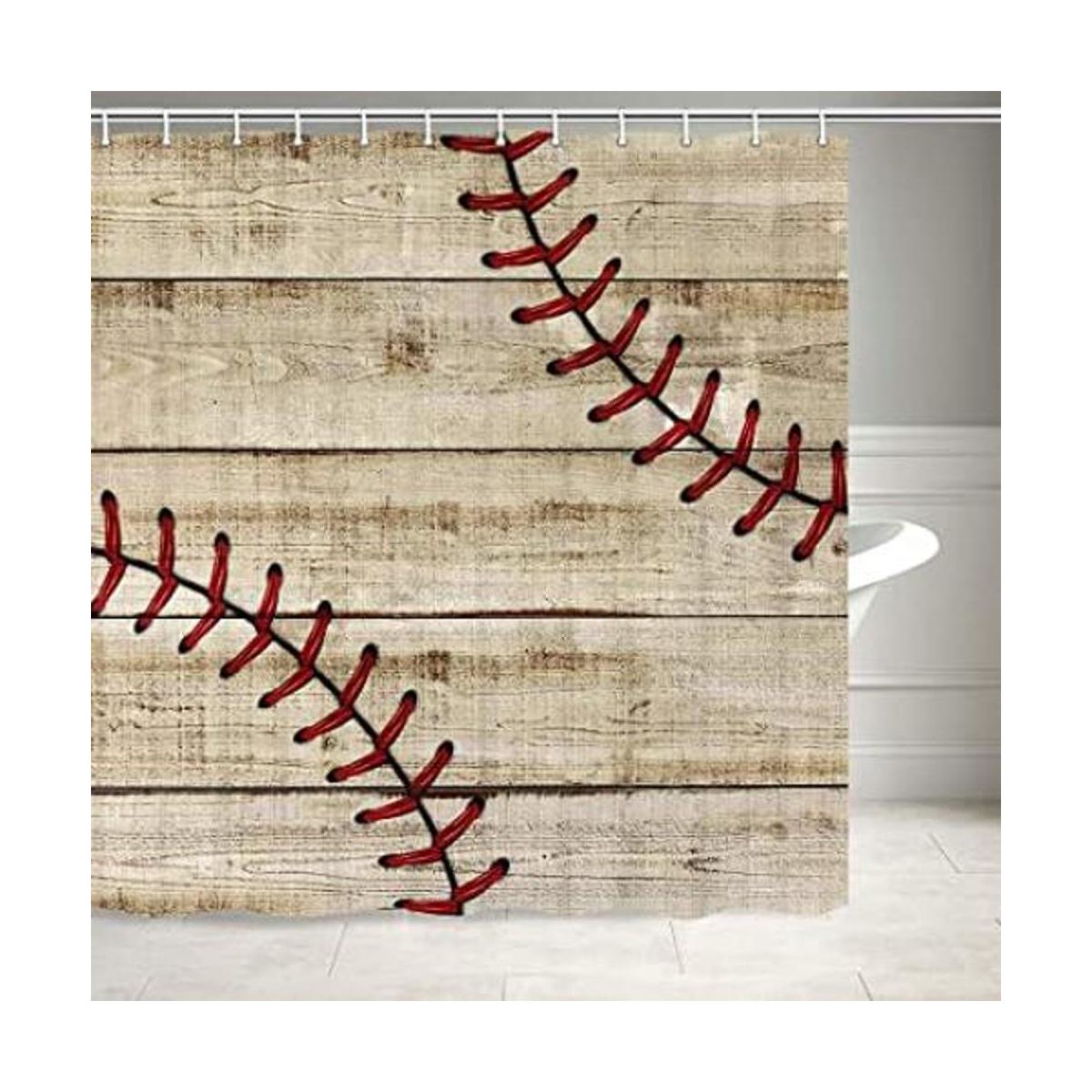 Cortina de ducha deportiva de béisbol para baño con