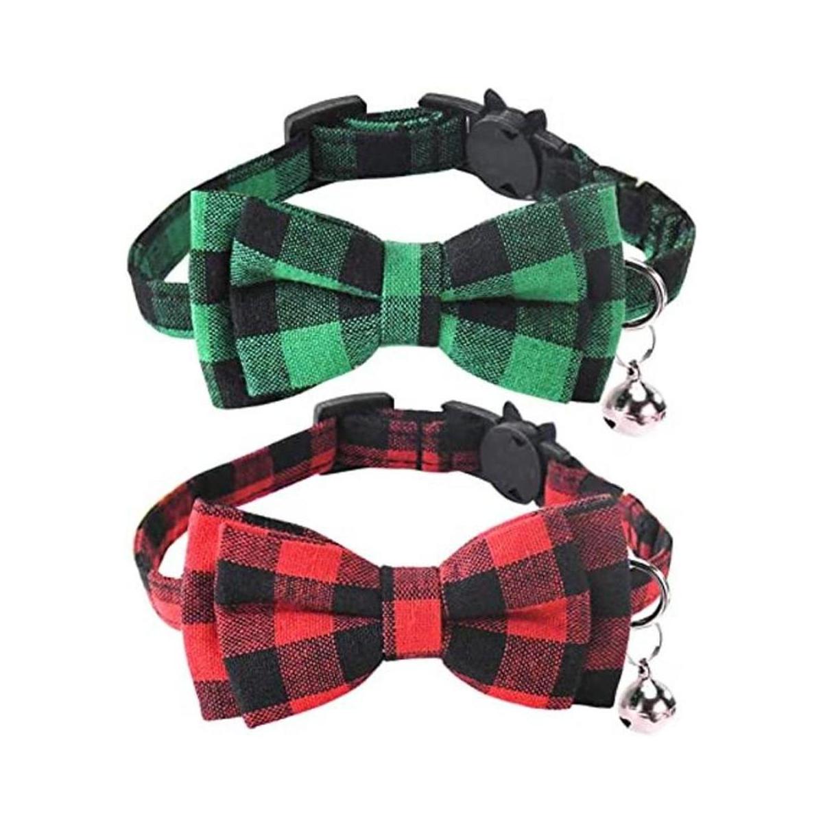 Malier Paquete de 2 collares de gato con campana y corbata