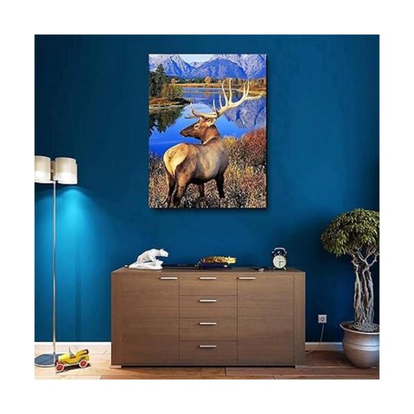Pintura de diamantes 5D con diseño de alce de lago kit_3
