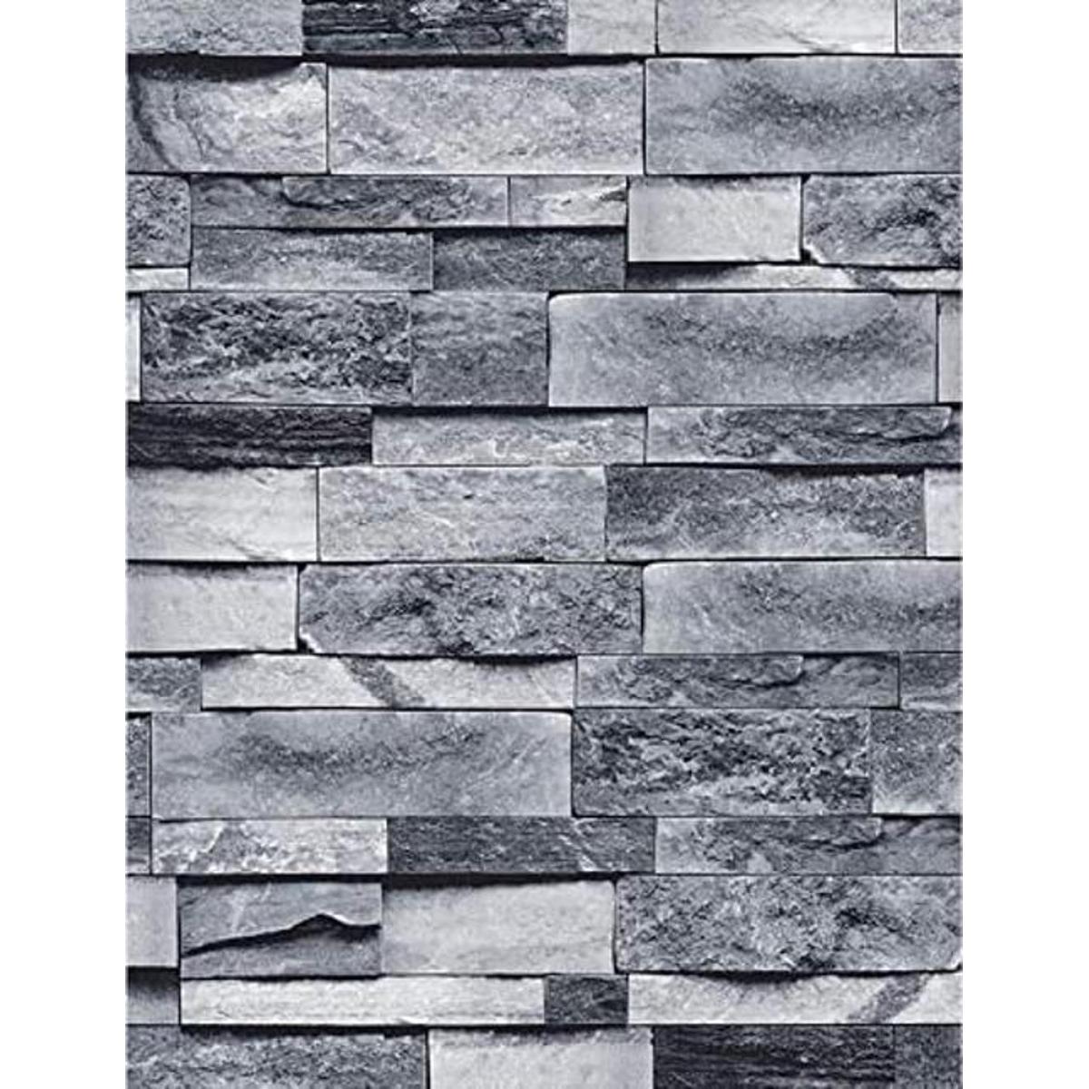 Papel pintado de ladrillo gris vintage de 17.7 x 118