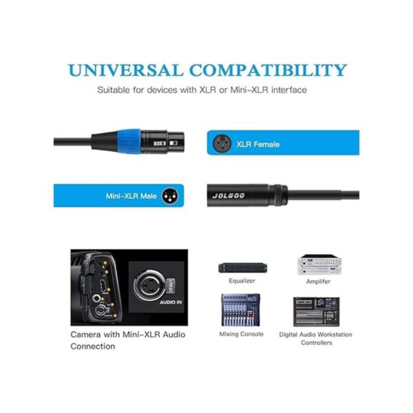 JOLGOO Cable adaptador mini XLR macho a XLR hembra 3_2