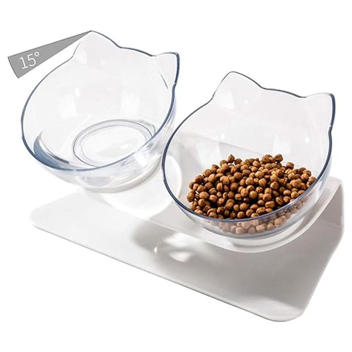 Luck Dawn Cuencos dobles elevados para gatos con soporte
