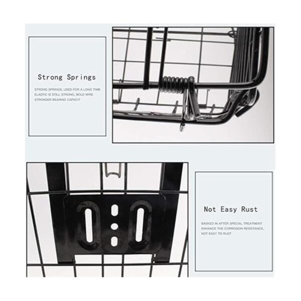 Cesta delantera plegable para bicicleta cesta de alambre_4