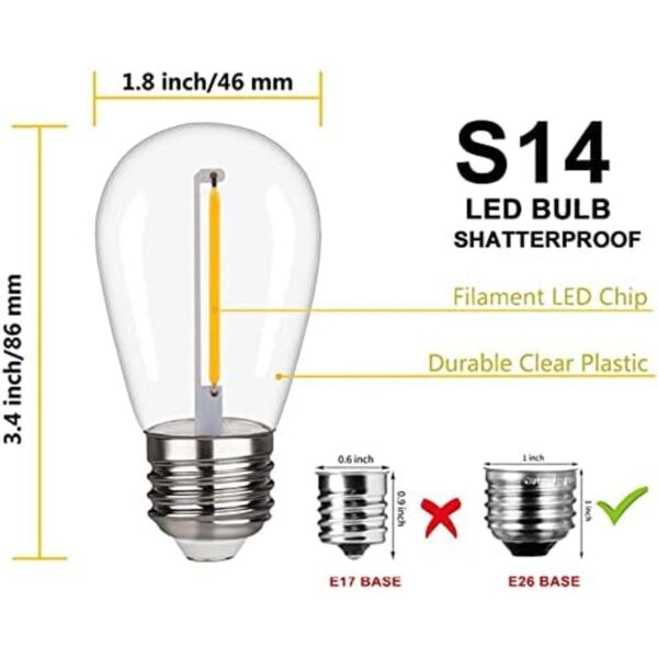 KGC Paquete de 25 bombillas LED de repuesto S14 de 1 W_2