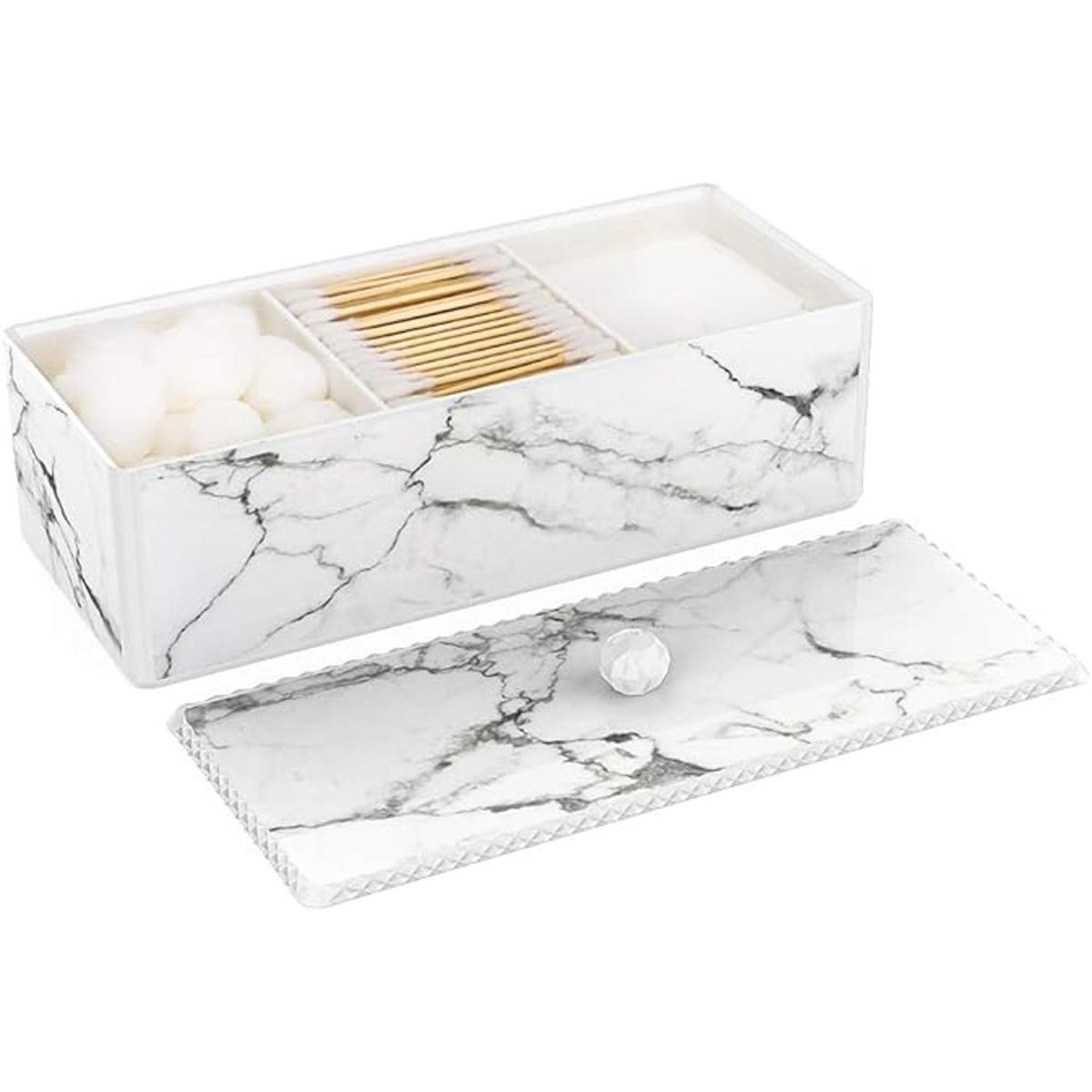 Luxspire Soporte para hisopos de algodón con tapa