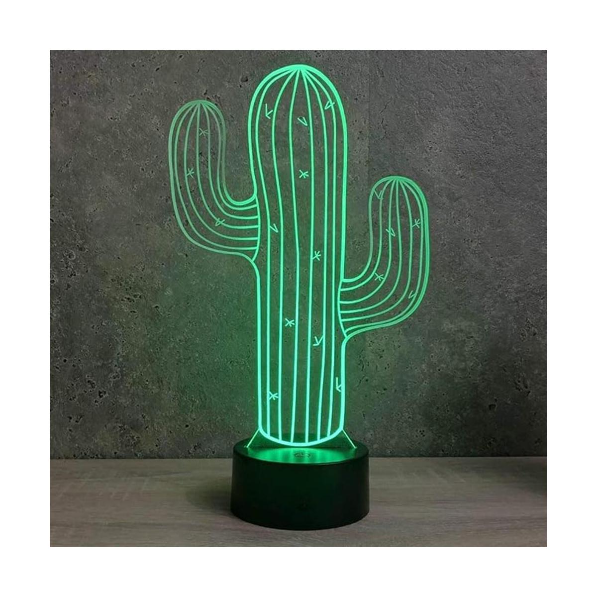 Jinnwell Lámpara de noche con diseño de cactus en 3D 7