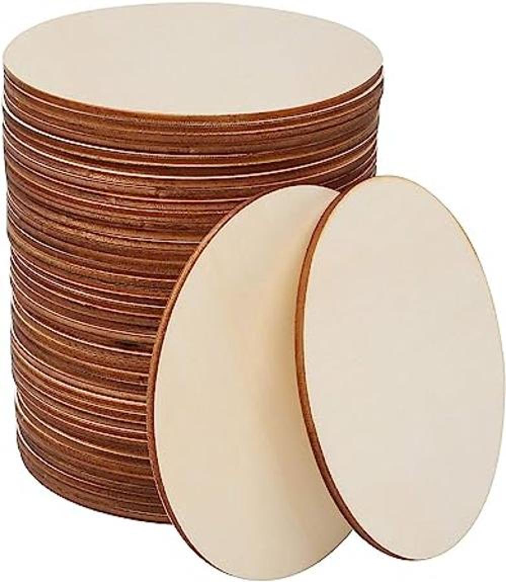 CBTONE 50 piezas de madera sin terminar círculos redondos