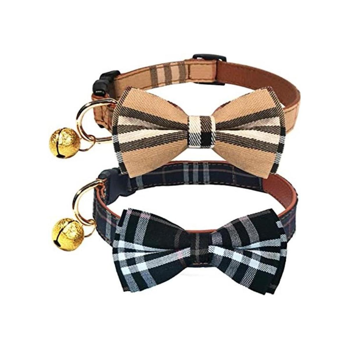 KUDES Paquete de 2 collares para perro con pajarita y