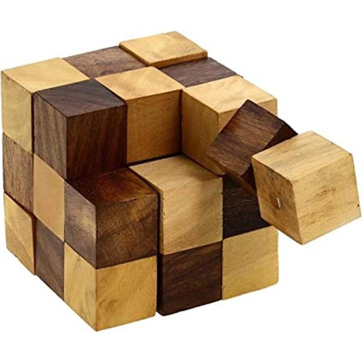 Rompecabezas de madera Cubo de serpiente hecho a mano