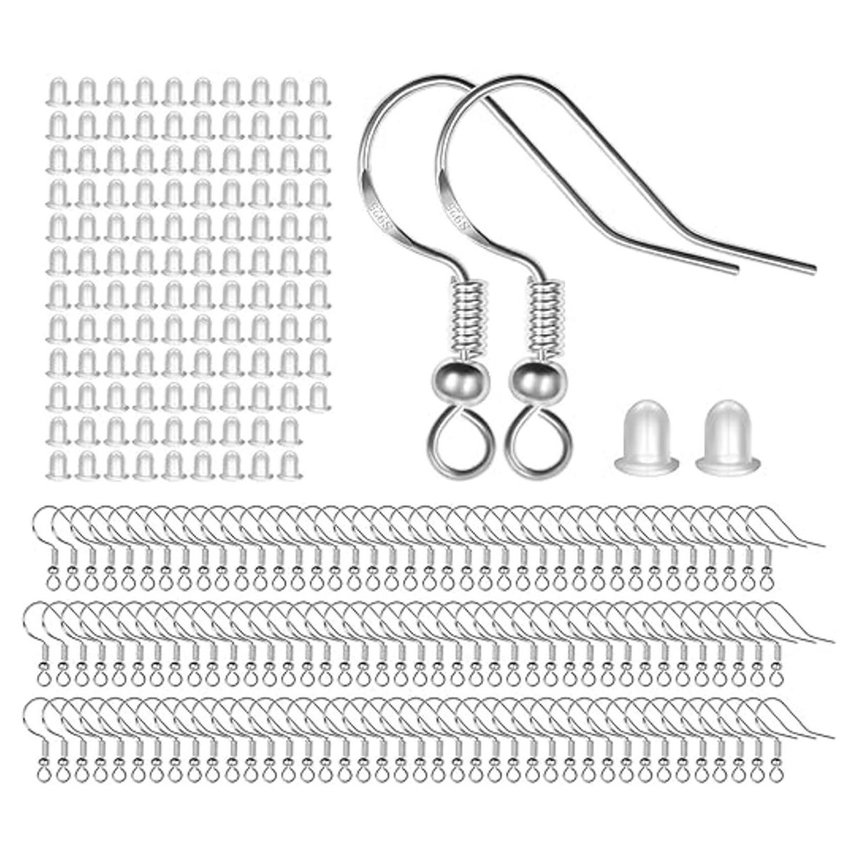Ganchos para aretes de plata de ley 925 120 piezas60