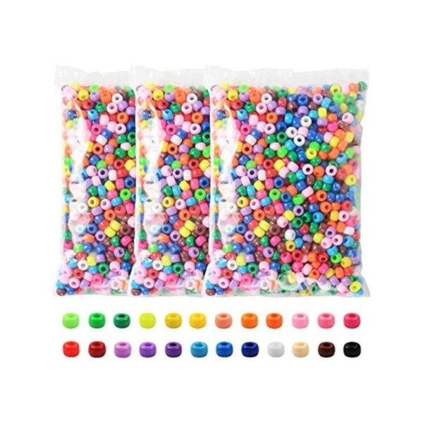 Juego de 3600 cuentas de poni de plástico multicolor de_1