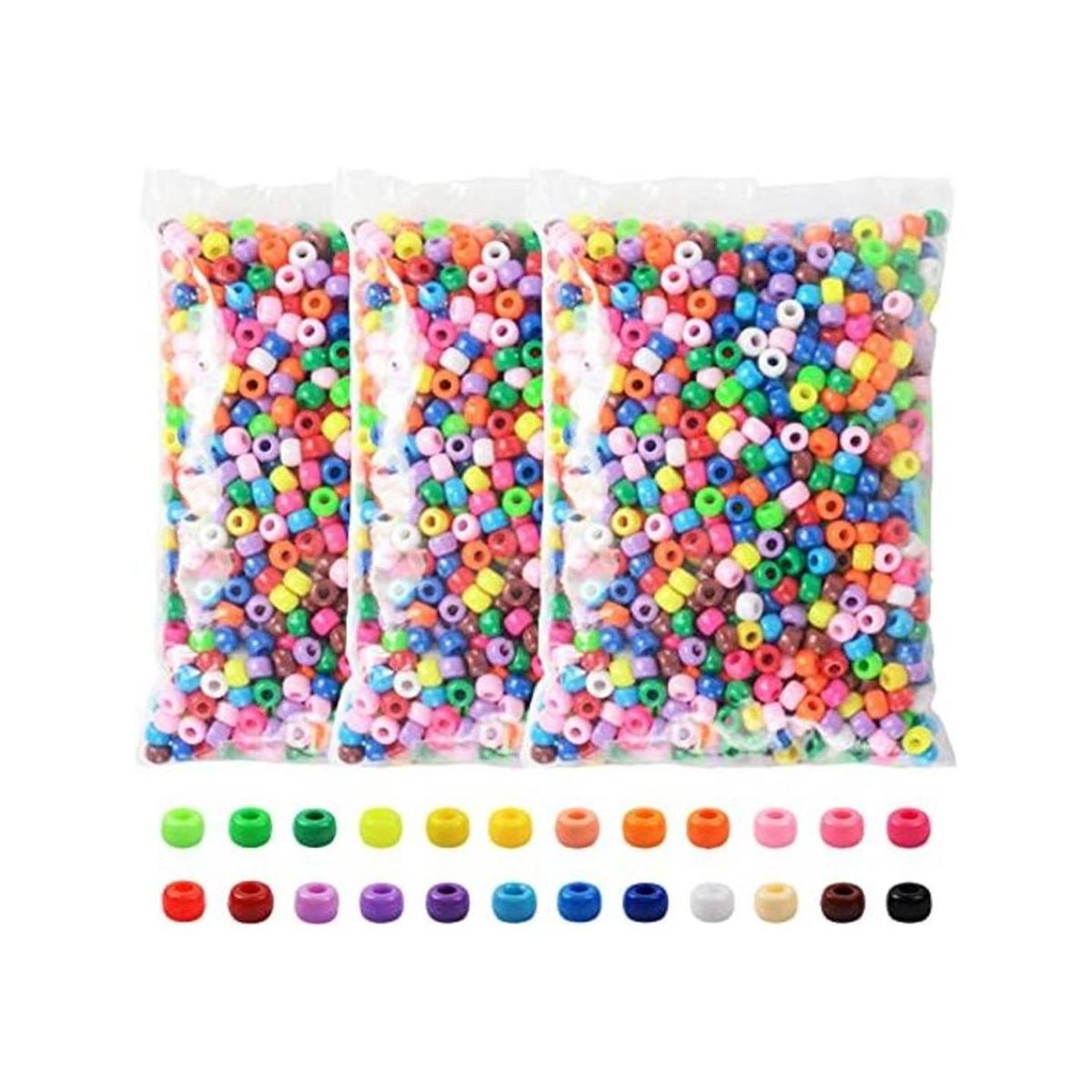 Juego de 3600 cuentas de poni de plástico multicolor de