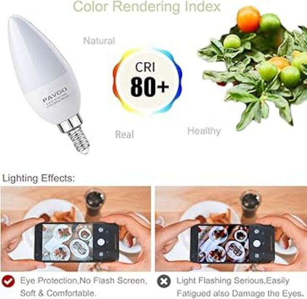 PAVOO Bombilla E12 equivalente a 60 W 6000 K 6 W 600_3