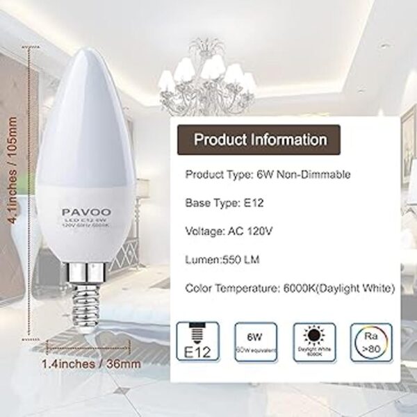 PAVOO Bombilla E12 equivalente a 60 W 6000 K 6 W 600_2