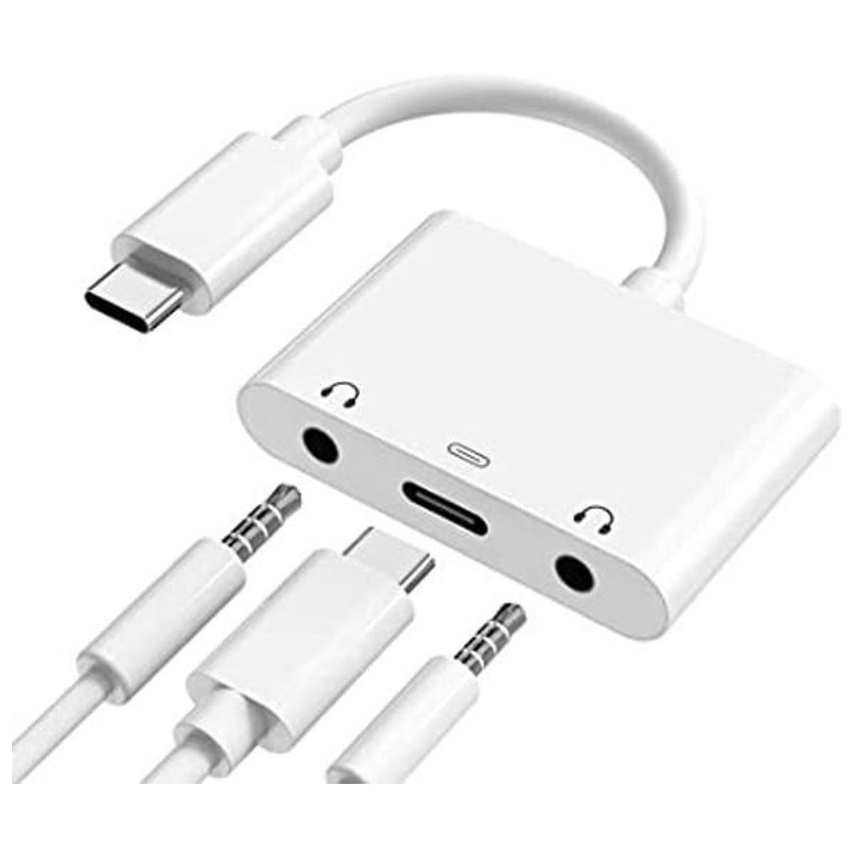 USB C to Dual Trrs 3.5mm Aux Headphone Jack Adapter with