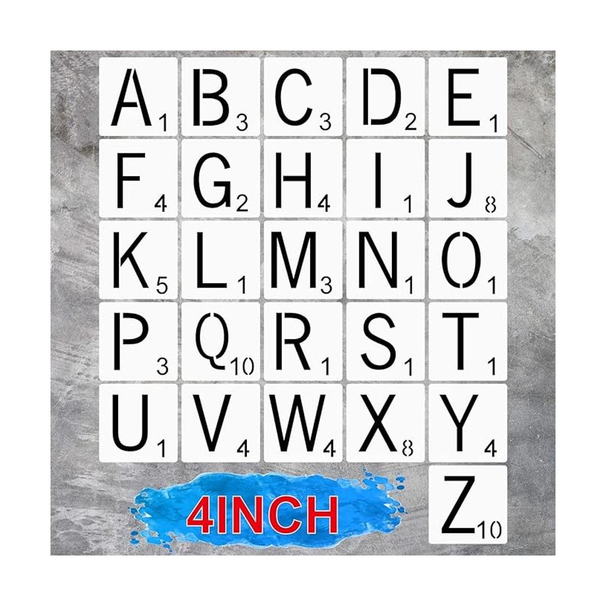 Plantilla de letras Scrabble de 3.9 in para pintar en