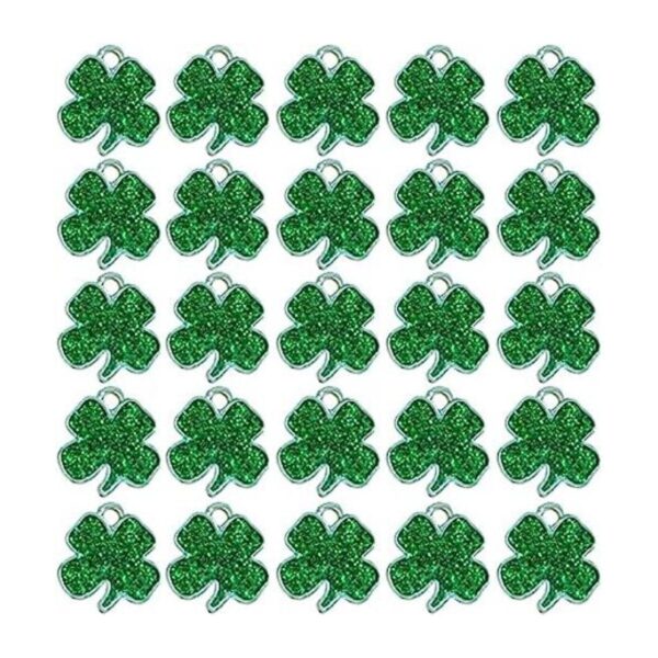 Paquete de 25 colgantes de trébol de cuatro hojas con