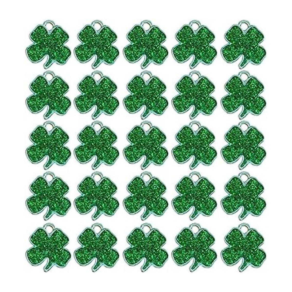 Paquete de 25 colgantes de trébol de cuatro hojas con