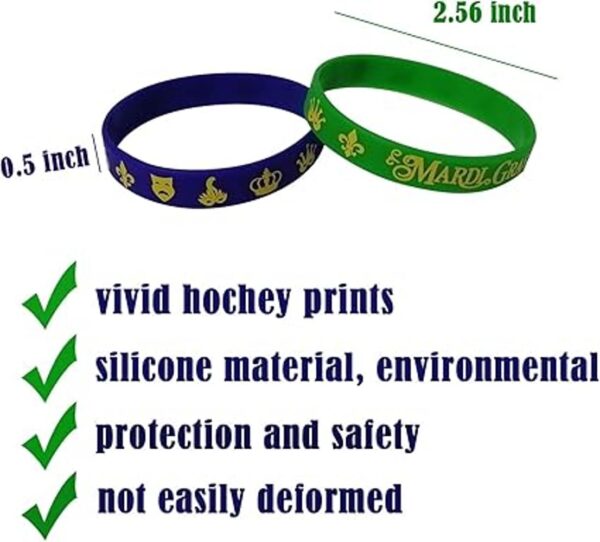 Paquete de 48 pulseras de goma de Mardi Gras para fiestas_2