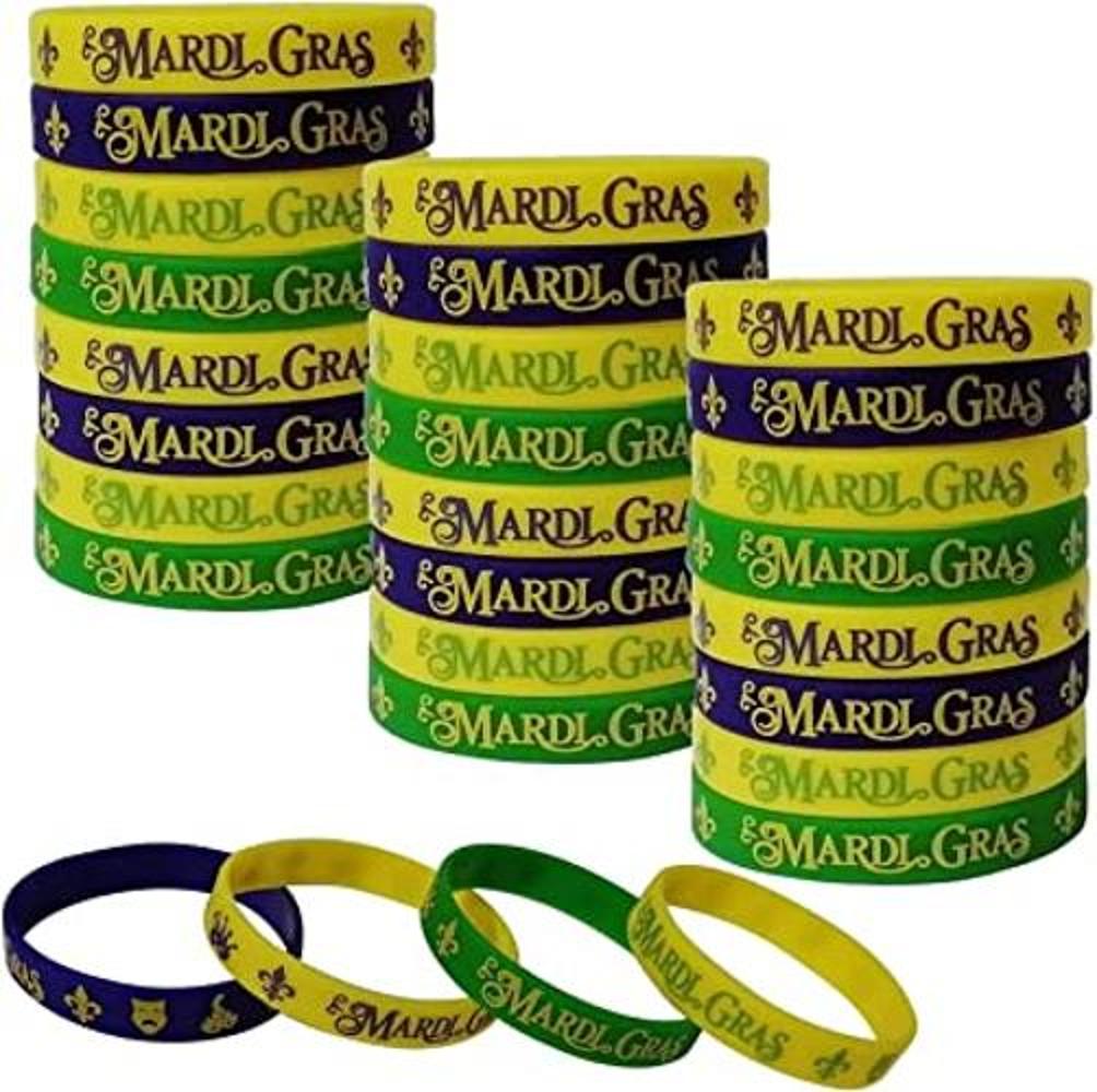 Paquete de 48 pulseras de goma de Mardi Gras para fiestas