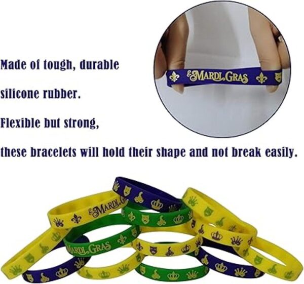 Paquete de 48 pulseras de goma de Mardi Gras para fiestas_3
