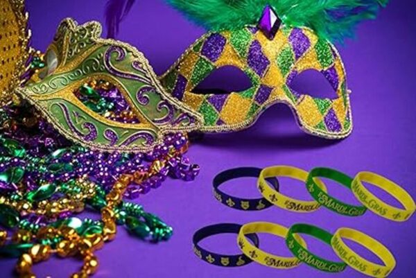 Paquete de 48 pulseras de goma de Mardi Gras para fiestas_5