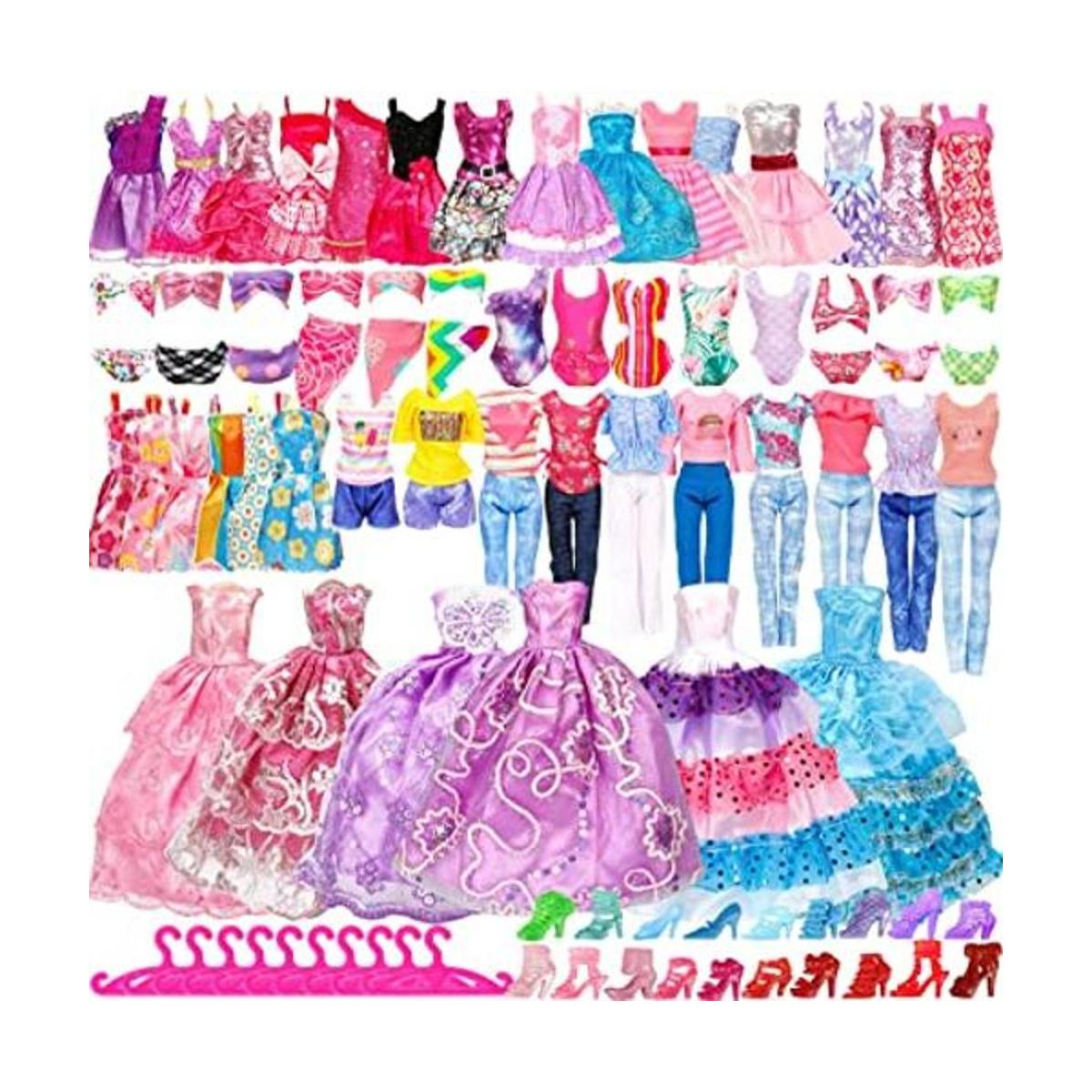 Paquete de 50 ropa y accesorios de muñeca hechos a mano