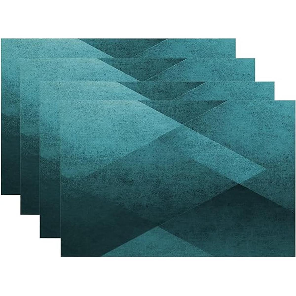 Batmerry Teal Blue Black Placemats Blue Vintage
