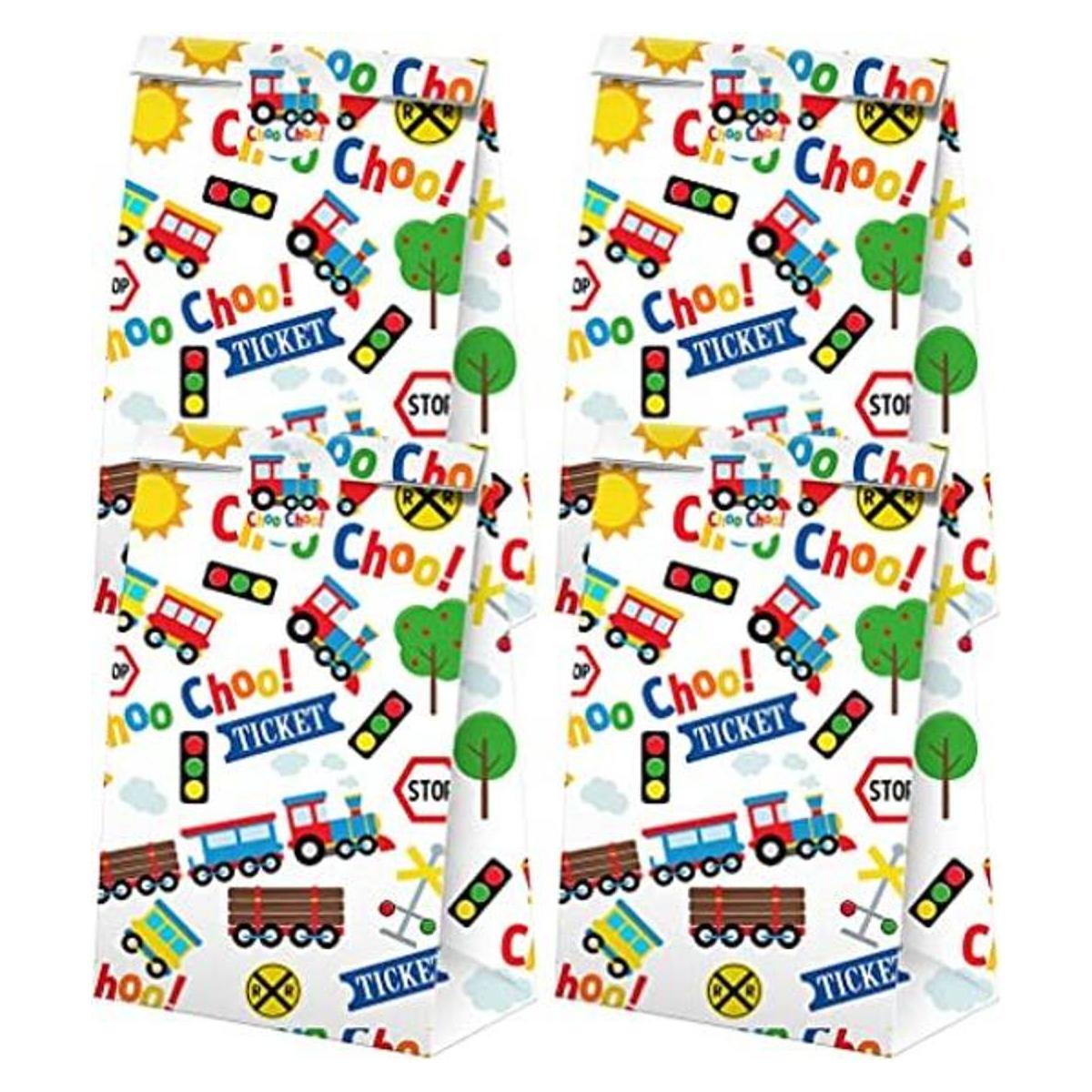 Bolsas de dulces con calcomanías para tren de fiesta