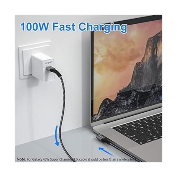 Cable USB C a USB C de 5.9 ft 100 W PD90 grados Fasgear_2