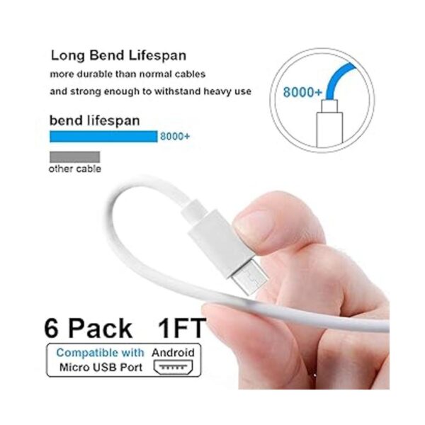 Cable micro USB corto 6 unidades de 1 pie cable de_2