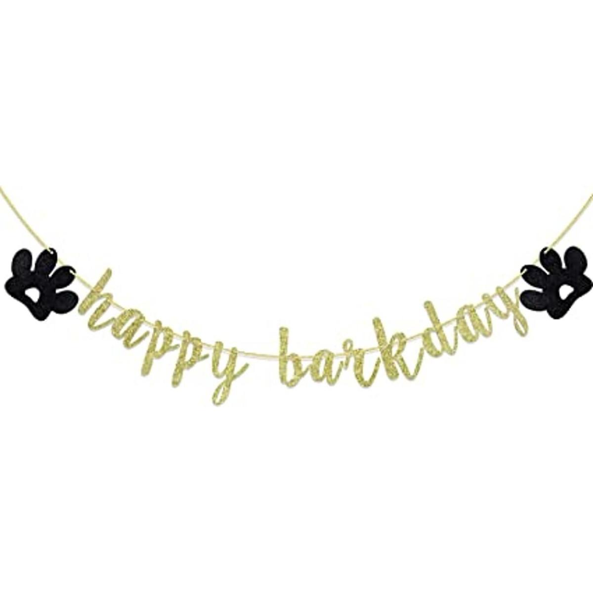 Cartel Happy Barkday para perros texto en inglés Happy
