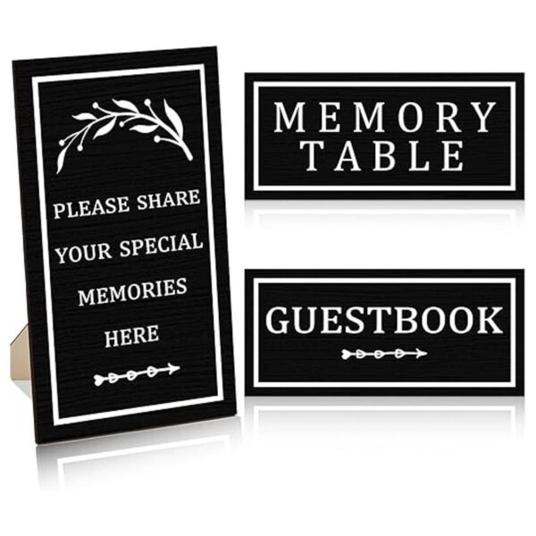 Cartel de madera para mesa funeraria de 3 piezas de madera_1