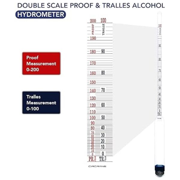 Circrane 0200 Proof Tralle Alcohol Hidrómetro Probador