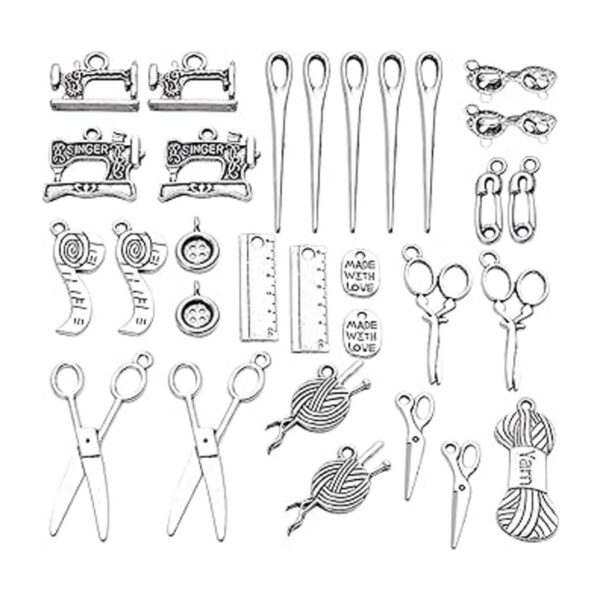 Colección de abalorios de costura 44 piezas de plata_2