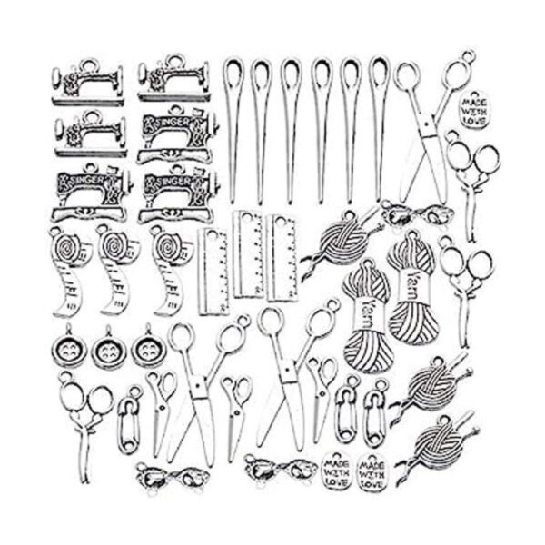 Colección de abalorios de costura 44 piezas de plata_1