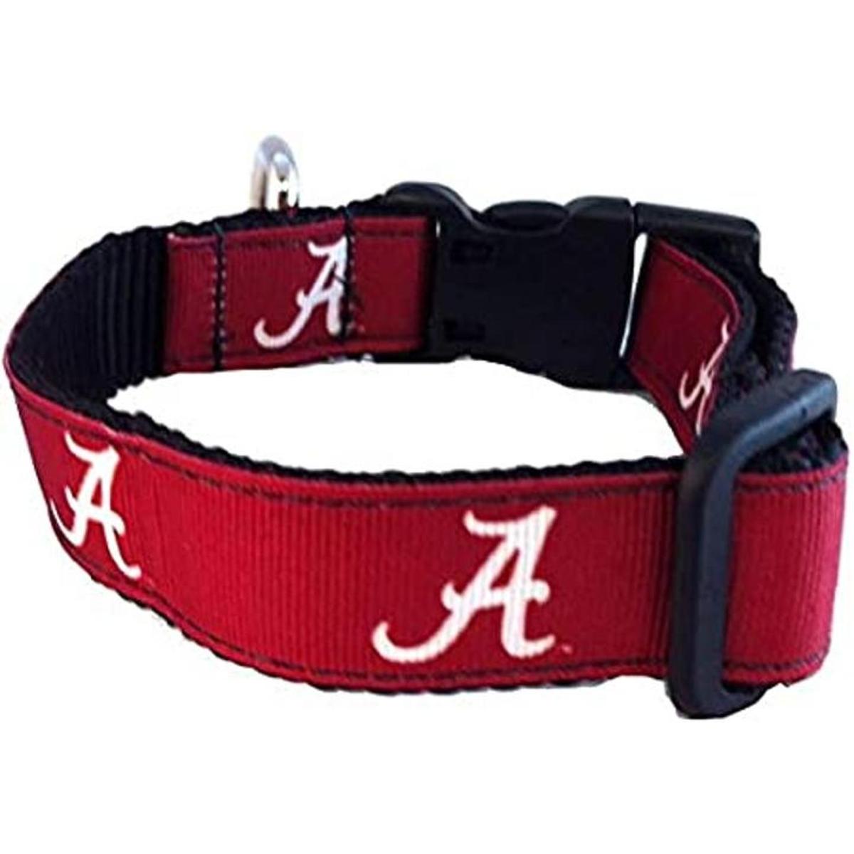 Collar de perro colegiado tamaño grande Alabama Crimson