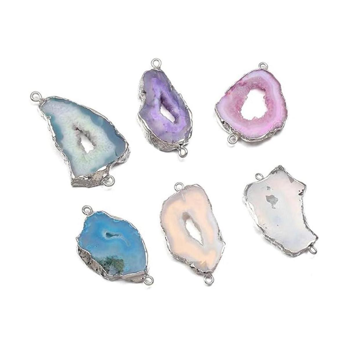 Conectores naturales de geoda de cristal drusa de ágata