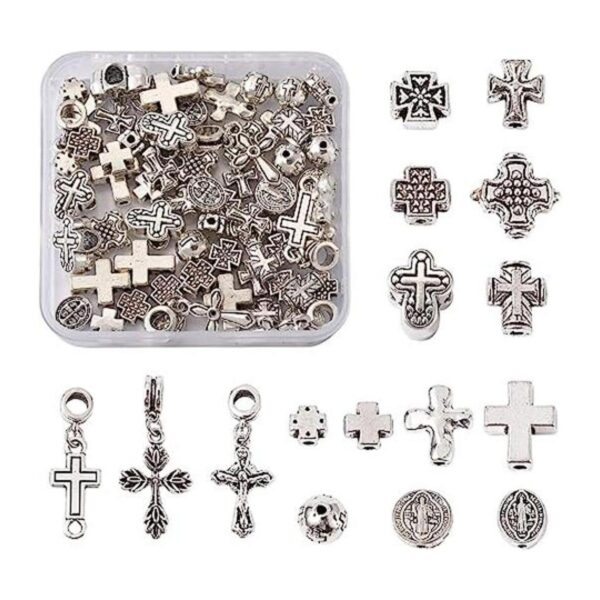 Craftdady 70 cuentas de cruz de crucifijo de plata_1