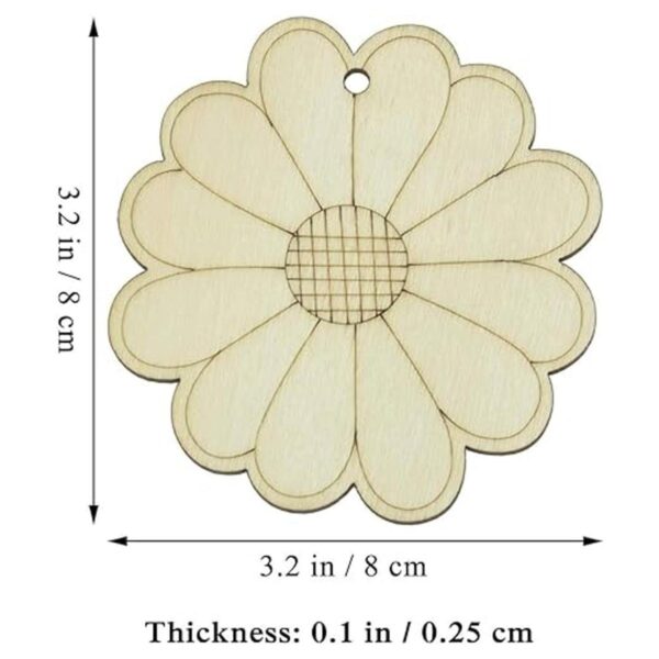Creaides Adornos colgantes de madera con forma de flor de