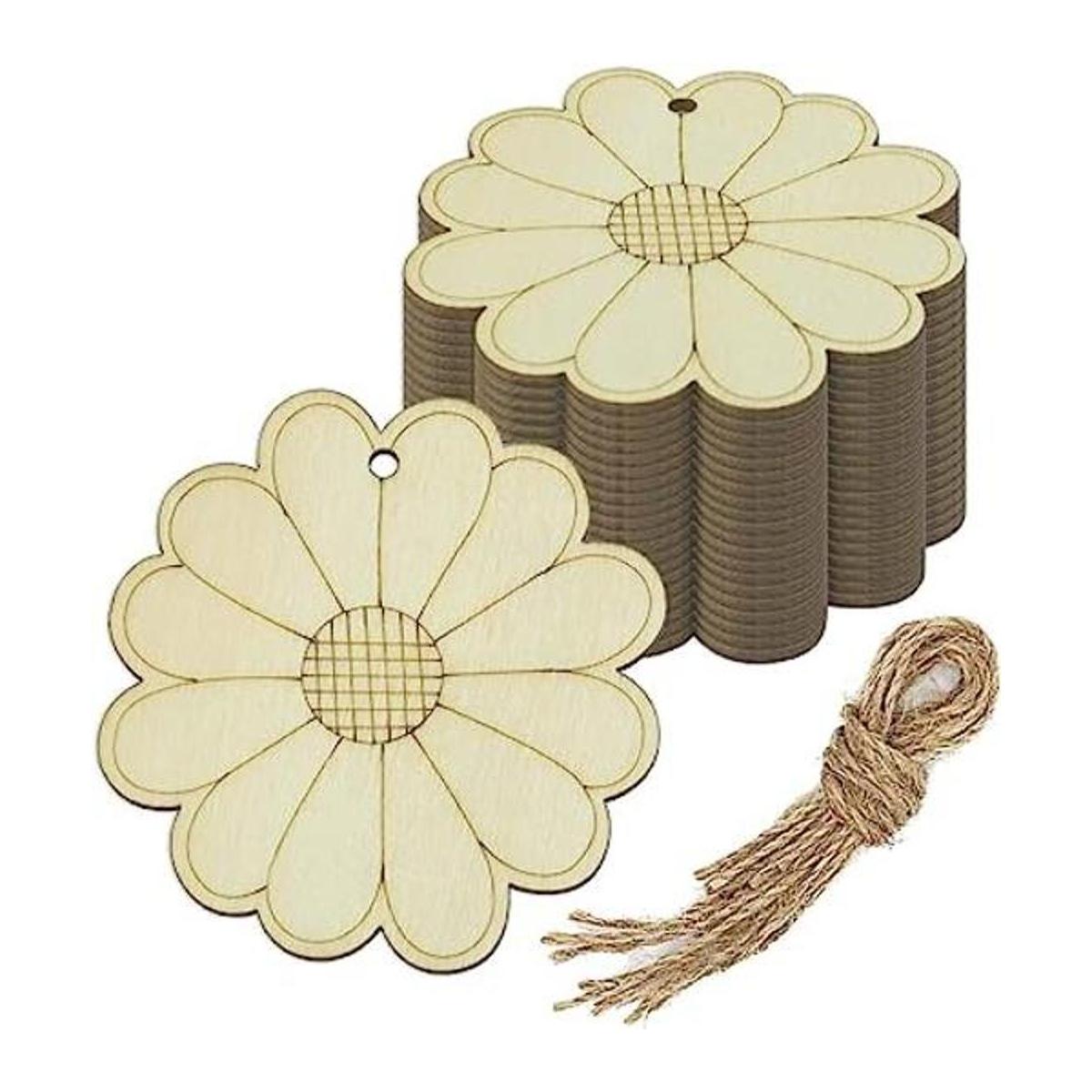 Creaides Adornos colgantes de madera con forma de flor de