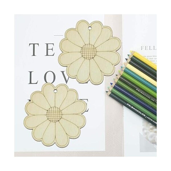 Creaides Adornos colgantes de madera con forma de flor de