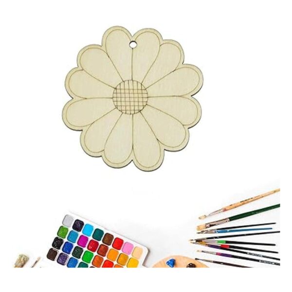 Creaides Adornos colgantes de madera con forma de flor de