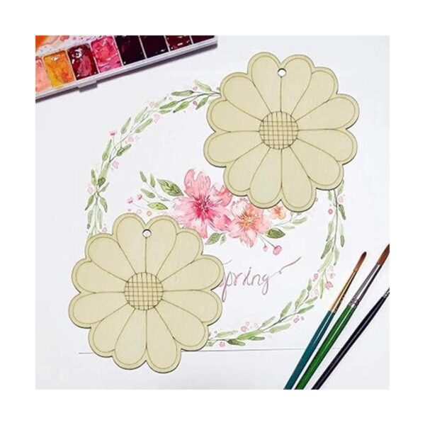 Creaides Adornos colgantes de madera con forma de flor de