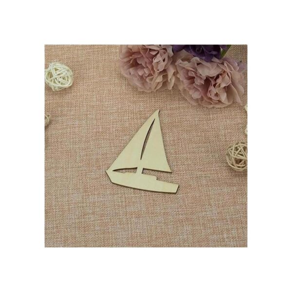 Creaides Adornos de madera en blanco con forma de barco_3