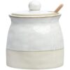 Creative CoOp Olla para tapa de azúcar color blanco