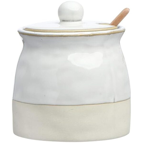 Creative CoOp Olla para tapa de azúcar color blanco